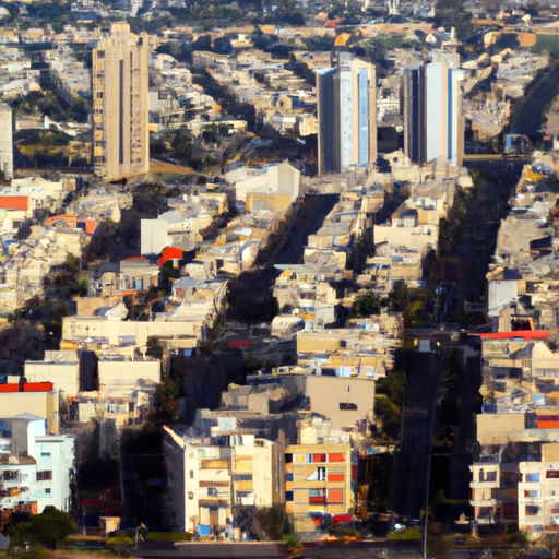 1. מבט אווירי על העיר השוקקת אשדוד, המציג את הנדל"ן המגוון שלה.