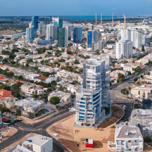 מבט אווירי על רובע העסקים השוקק של אשדוד.